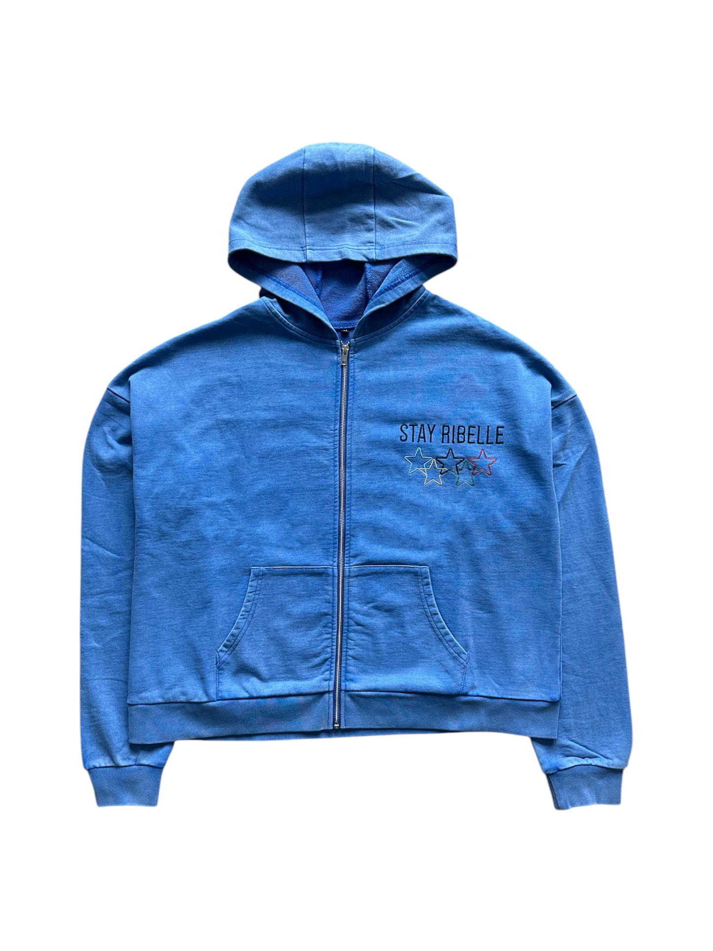 WASHED OLYMPIC ZIPPED HOODIE (BLUE)