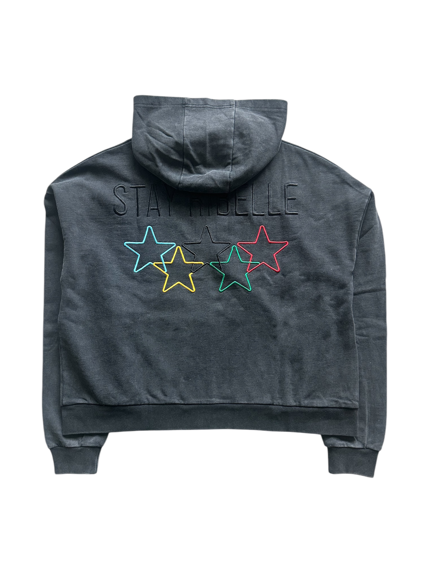 WASHED OLYMPIC ZIPPED HOODIE (BLACK)