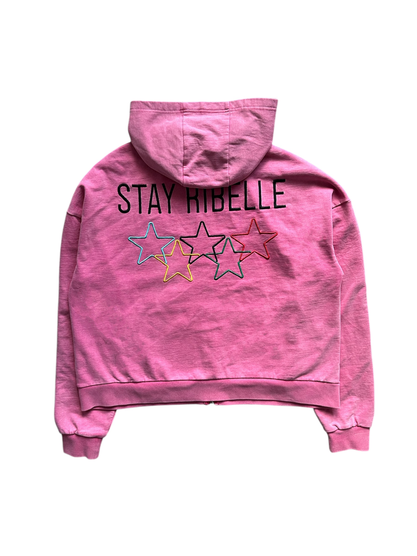 WASHED OLYMPIC ZIPPED HOODIE (PINK)