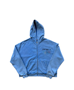 WASHED OLYMPIC ZIPPED HOODIE (BLUE)
