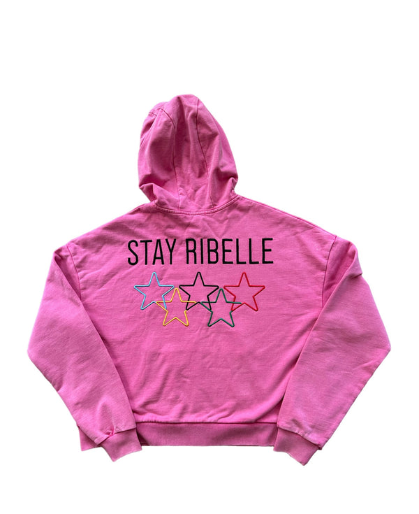 WASHED OLYMPIC ZIPPED HOODIE (PINK)